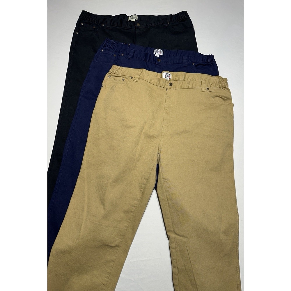 Liberty Blues Pants 44x38 Big Elastic Waist Chino Work Pants Lot of 3 Khaki Navy